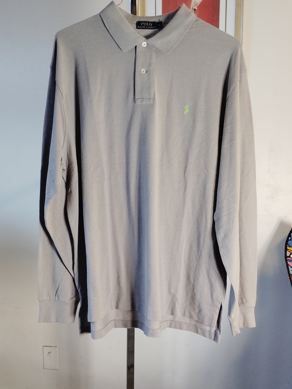 Polo by Ralph Lauren Long Sleeve Polo Shirt - Gray with Green Logo
